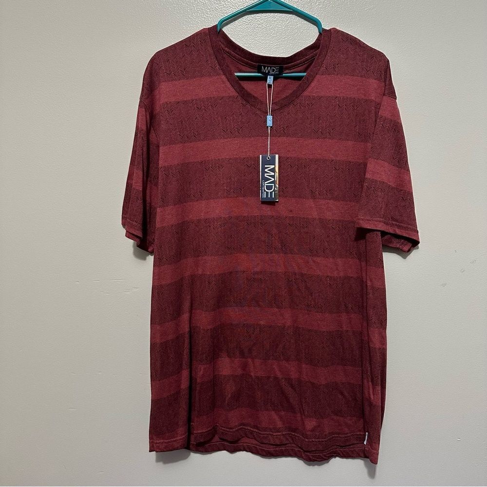MADE by Cam Newton red striped short sleeve shirt NWT size XL